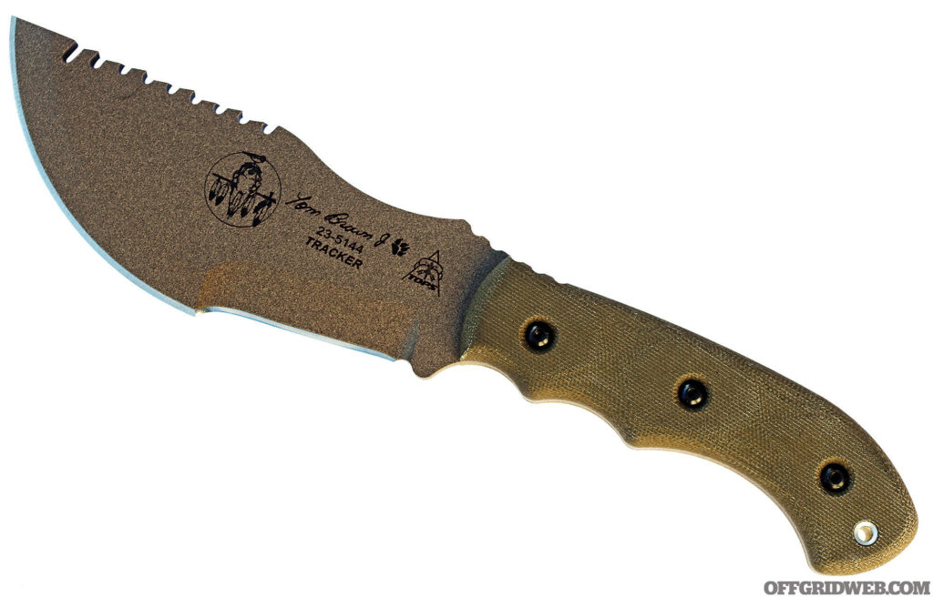 Studio photo of the TOPS Knives Tom Brown Tracker Coyote Tan.